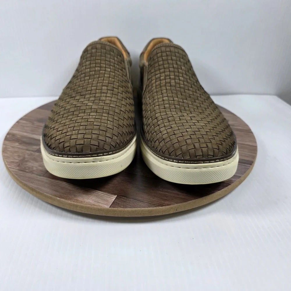 Johnston & Murphy McGuffey 2 Woven Slip On Sneaker Mens 13 Taupe Nubuck Casual